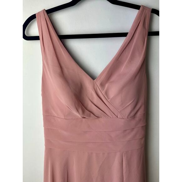 Azazie Size 10 A10 Dusty Rose Bianca A-Line Pleated Chiffon Gown Bridesmaid - Picture 4 of 14